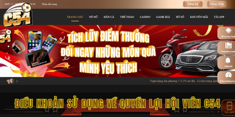 Điều khoản sử dụng C54 chi tiết và chuẩn xác nhất 2024 2 Điều khoản sử dụng về quyền lợi hội viên C54