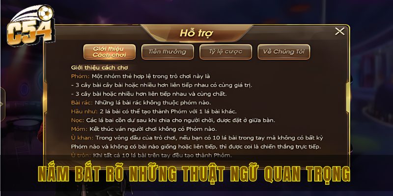 Phỏm online C54 - Tựa game đỉnh nóc cho người chơi game bài 2 Nắm bắt rõ những thuật ngữ quan trọng